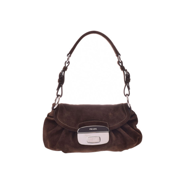 Prada Handbags - Prada Shoulder Bag Brown Suede